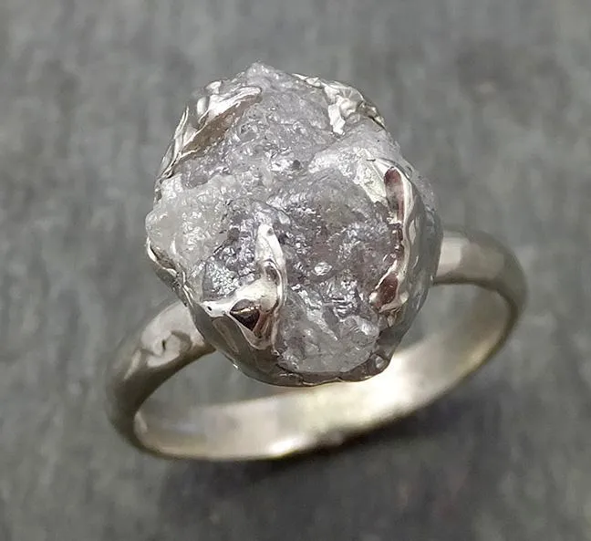 rough diamond engagement ring raw 14k white gold ring wedding diamond solitaire rough diamond ring byangeline 0703 Alternative Engagement