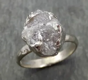 rough diamond engagement ring raw 14k white gold ring wedding diamond solitaire rough diamond ring byangeline 0703 Alternative Engagement
