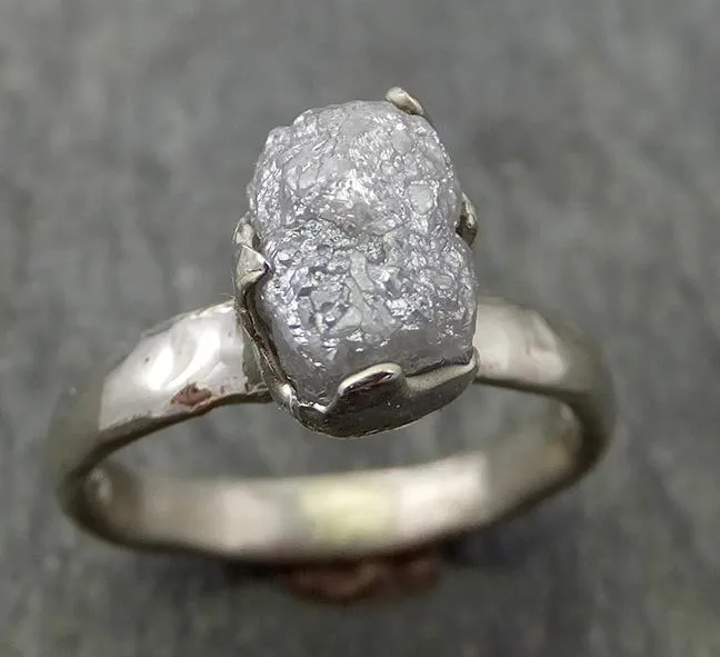 rough diamond engagement ring raw 14k white gold ring wedding diamond solitaire rough diamond ring byangeline 0707 Alternative Engagement