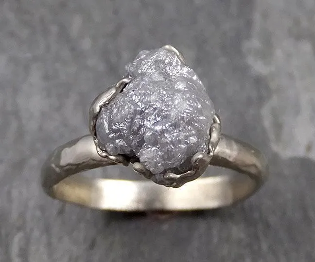 rough diamond engagement ring raw 14k white gold ring wedding diamond solitaire rough diamond ring byangeline 0768 Alternative Engagement