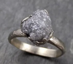 rough diamond engagement ring raw 14k white gold ring wedding diamond solitaire rough diamond ring byangeline 0768 Alternative Engagement