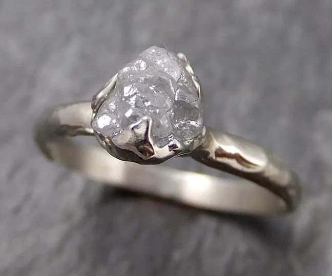 rough diamond engagement ring raw 14k white gold ring wedding diamond solitaire rough diamond ring byangeline 0873 Alternative Engagement
