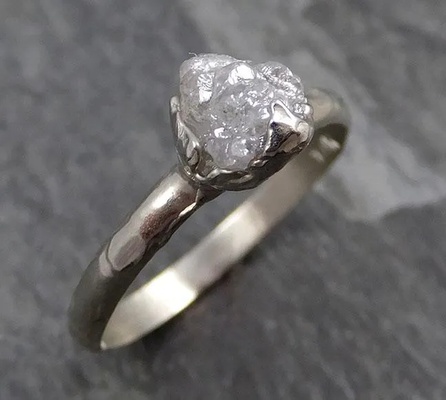 rough diamond engagement ring raw 14k white gold ring wedding diamond solitaire rough diamond ring byangeline 0873 Alternative Engagement