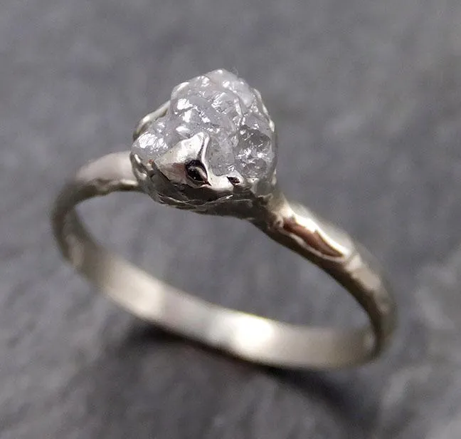 rough diamond engagement ring raw 14k white gold ring wedding diamond solitaire rough diamond ring byangeline 0873 Alternative Engagement