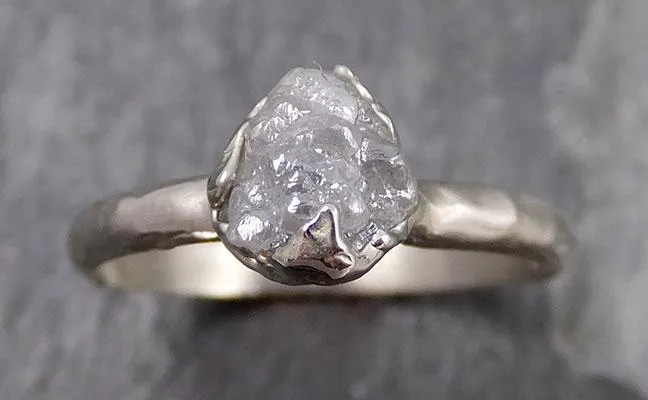 rough diamond engagement ring raw 14k white gold ring wedding diamond solitaire rough diamond ring byangeline 0873 Alternative Engagement