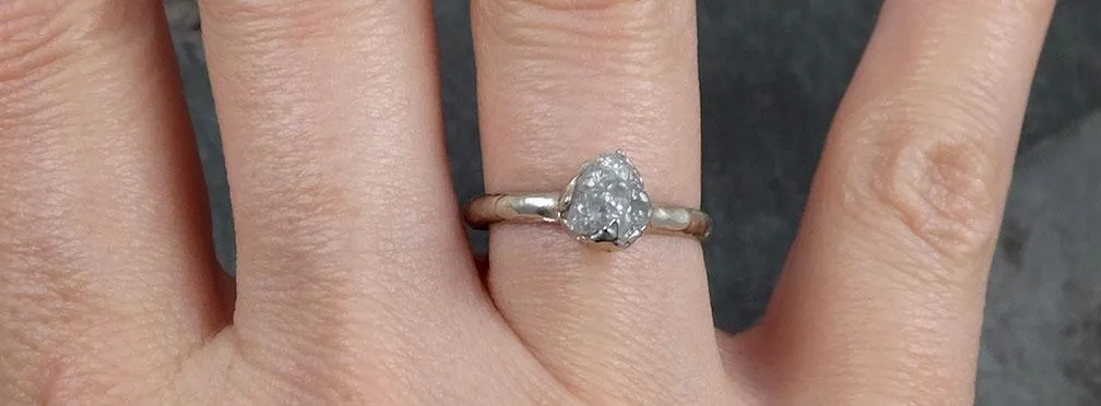 rough diamond engagement ring raw 14k white gold ring wedding diamond solitaire rough diamond ring byangeline 0873 Alternative Engagement