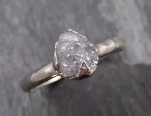 rough diamond engagement ring raw 14k white gold ring wedding diamond solitaire rough diamond ring byangeline 0873 Alternative Engagement