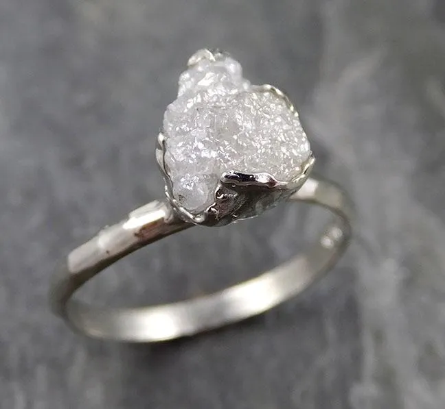 rough diamond engagement ring raw 14k white gold ring wedding diamond solitaire rough diamond ring byangeline 1110 Alternative Engagement