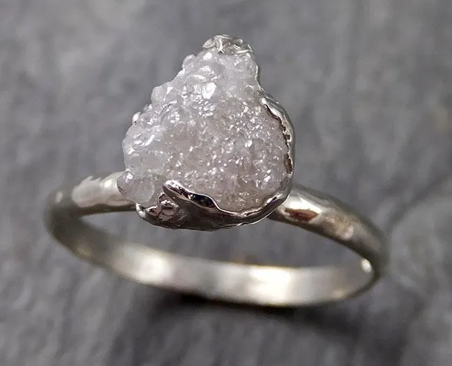 rough diamond engagement ring raw 14k white gold ring wedding diamond solitaire rough diamond ring byangeline 1110 Alternative Engagement