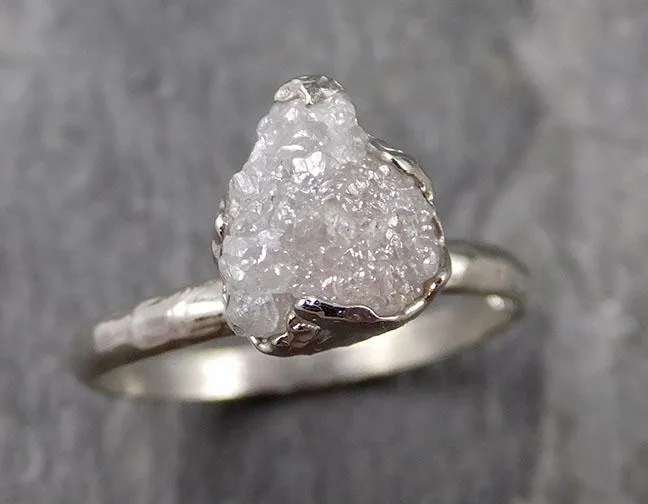 rough diamond engagement ring raw 14k white gold ring wedding diamond solitaire rough diamond ring byangeline 1110 Alternative Engagement