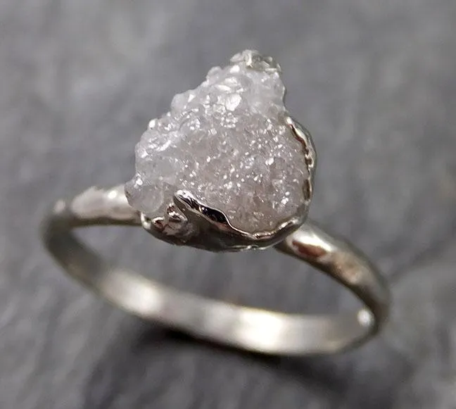 rough diamond engagement ring raw 14k white gold ring wedding diamond solitaire rough diamond ring byangeline 1110 Alternative Engagement