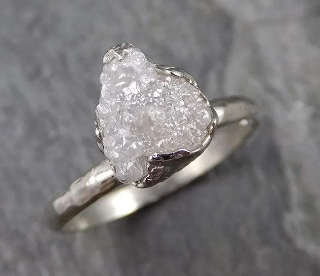 rough diamond engagement ring raw 14k white gold ring wedding diamond solitaire rough diamond ring byangeline 1110 Alternative Engagement