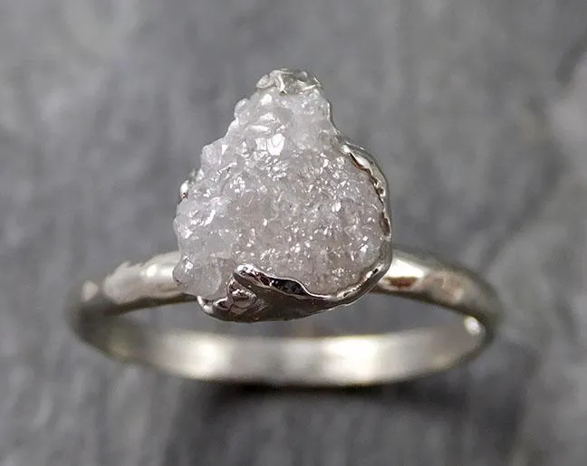 rough diamond engagement ring raw 14k white gold ring wedding diamond solitaire rough diamond ring byangeline 1110 Alternative Engagement