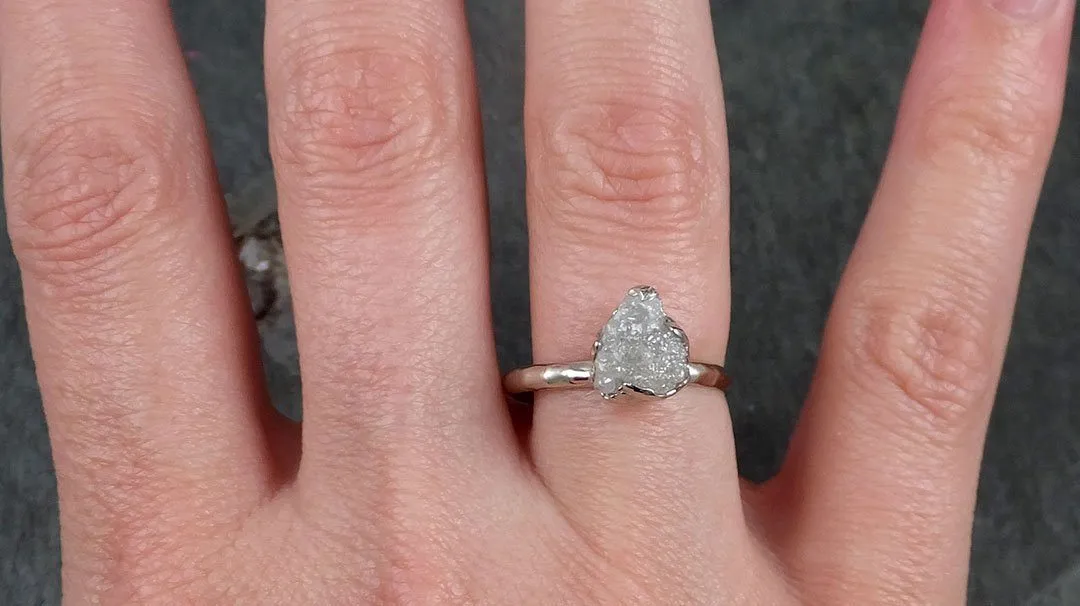 rough diamond engagement ring raw 14k white gold ring wedding diamond solitaire rough diamond ring byangeline 1110 Alternative Engagement