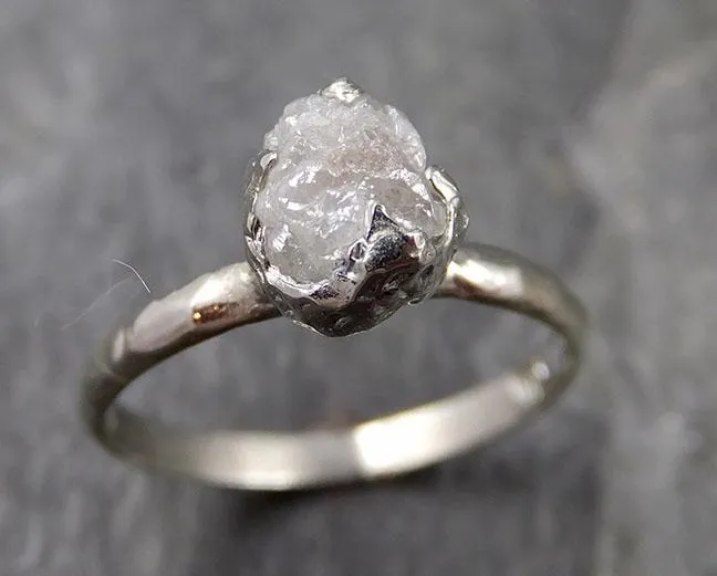 rough diamond engagement ring raw 14k white gold ring wedding diamond solitaire rough diamond ring byangeline 1112 Alternative Engagement