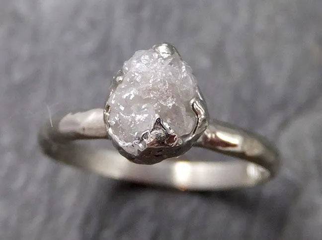 rough diamond engagement ring raw 14k white gold ring wedding diamond solitaire rough diamond ring byangeline 1112 Alternative Engagement
