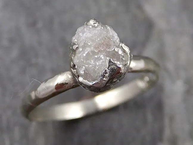 rough diamond engagement ring raw 14k white gold ring wedding diamond solitaire rough diamond ring byangeline 1112 Alternative Engagement