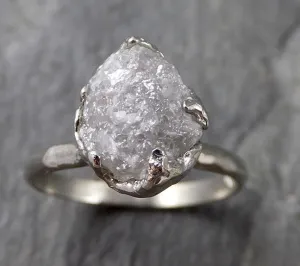 rough diamond engagement ring raw 14k white gold ring wedding diamond solitaire rough diamond ring byangeline 1113 Alternative Engagement
