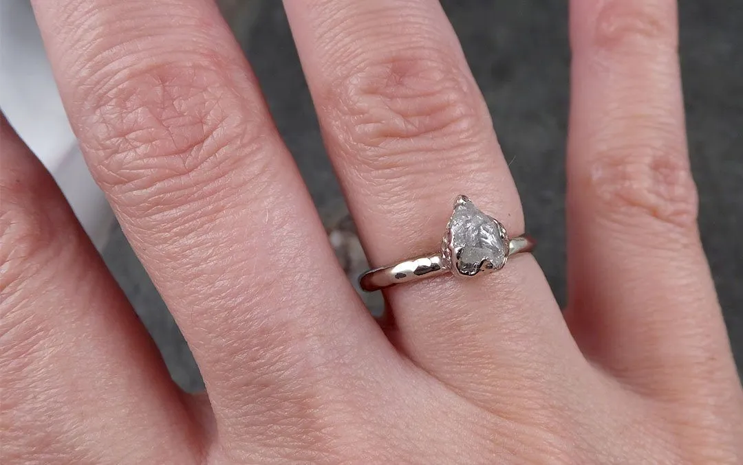rough diamond engagement ring raw 14k white gold ring wedding diamond solitaire rough diamond ring byangeline 1370 Alternative Engagement