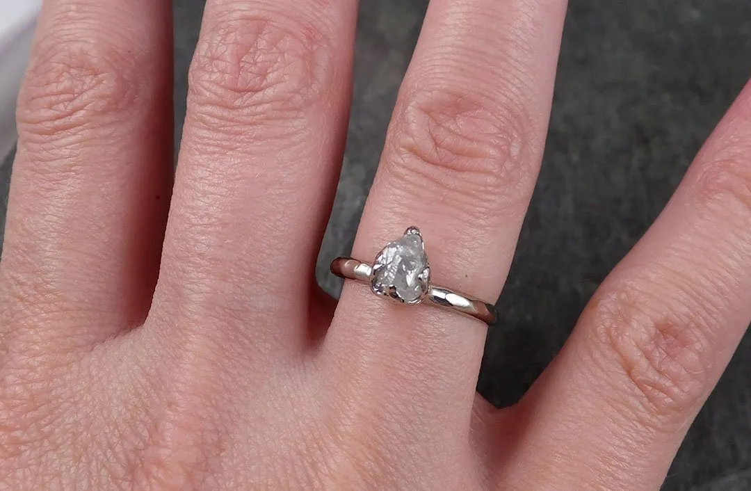rough diamond engagement ring raw 14k white gold ring wedding diamond solitaire rough diamond ring byangeline 1370 Alternative Engagement
