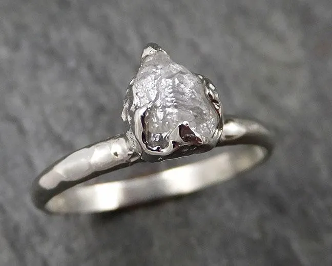 rough diamond engagement ring raw 14k white gold ring wedding diamond solitaire rough diamond ring byangeline 1370 Alternative Engagement
