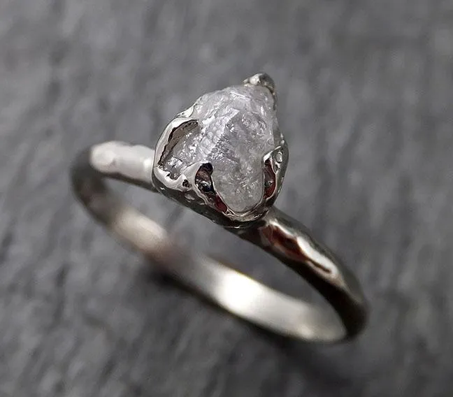 rough diamond engagement ring raw 14k white gold ring wedding diamond solitaire rough diamond ring byangeline 1370 Alternative Engagement
