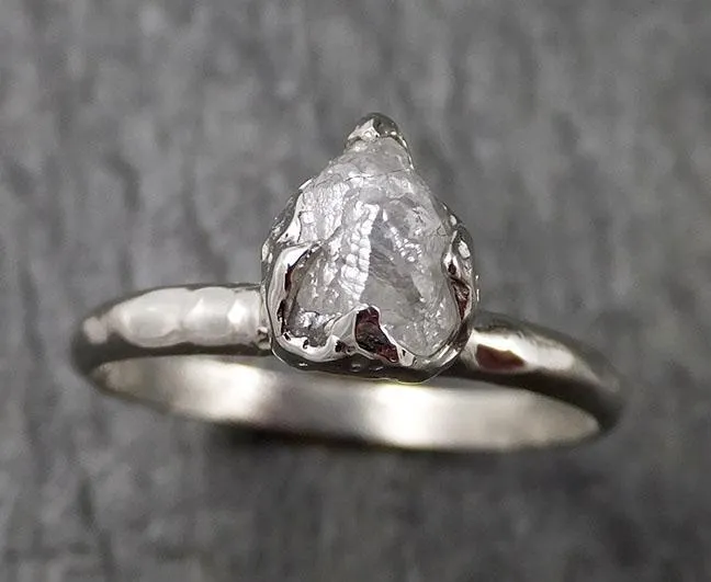 rough diamond engagement ring raw 14k white gold ring wedding diamond solitaire rough diamond ring byangeline 1370 Alternative Engagement