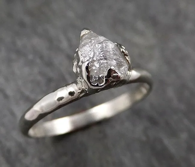 rough diamond engagement ring raw 14k white gold ring wedding diamond solitaire rough diamond ring byangeline 1370 Alternative Engagement