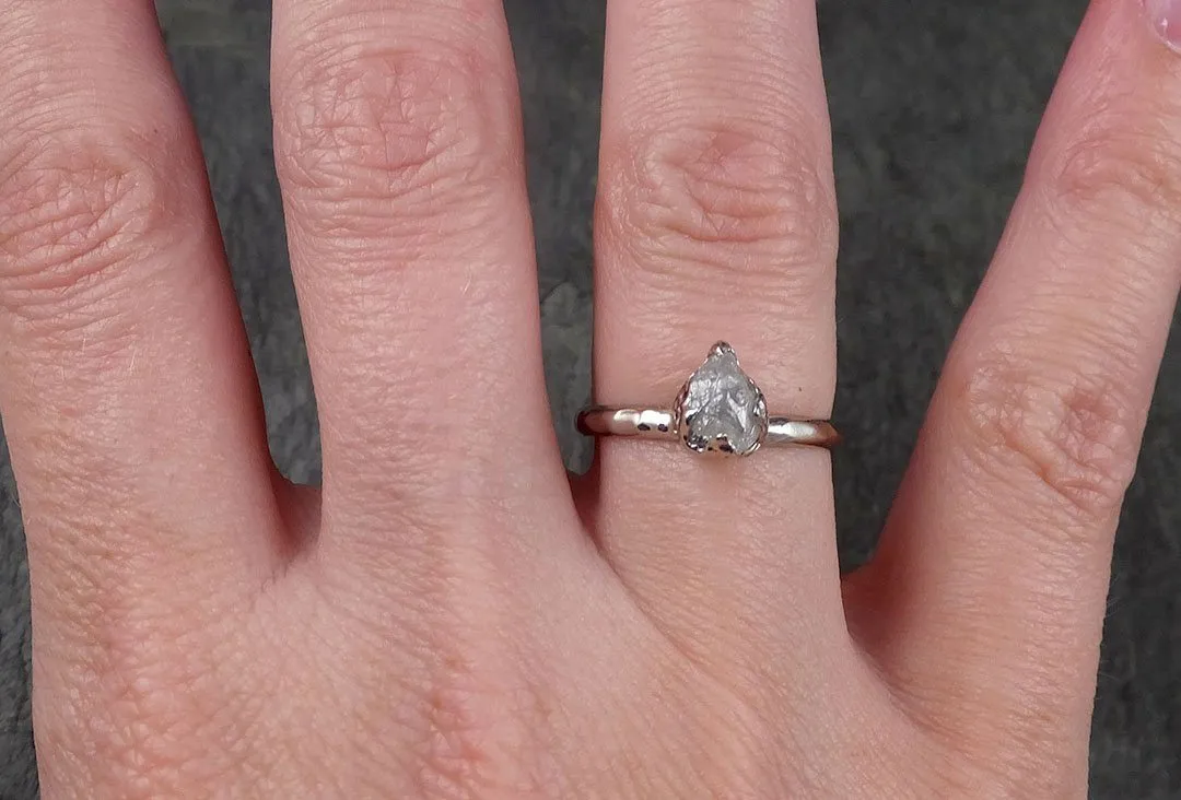 rough diamond engagement ring raw 14k white gold ring wedding diamond solitaire rough diamond ring byangeline 1370 Alternative Engagement