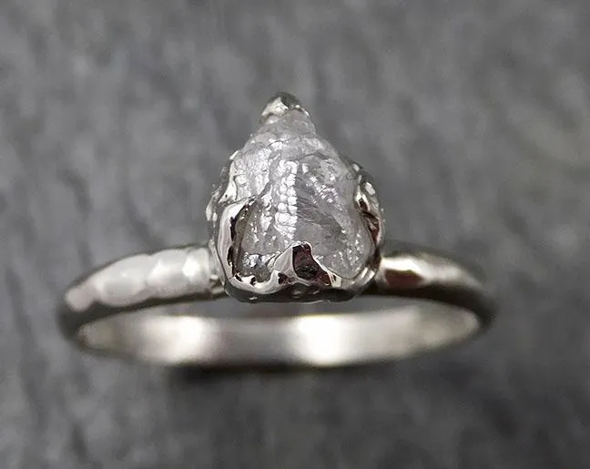 rough diamond engagement ring raw 14k white gold ring wedding diamond solitaire rough diamond ring byangeline 1370 Alternative Engagement