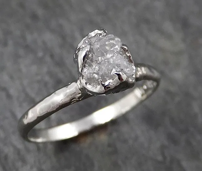 rough diamond engagement ring raw 14k white gold ring wedding diamond solitaire rough diamond ring byangeline 1374 Alternative Engagement