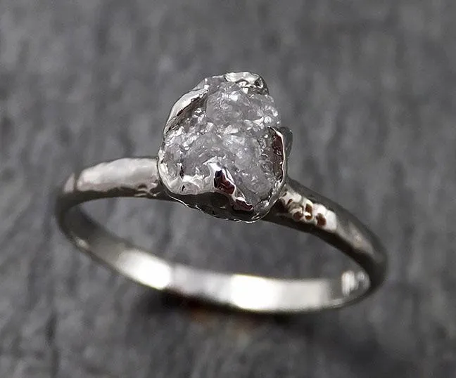 rough diamond engagement ring raw 14k white gold ring wedding diamond solitaire rough diamond ring byangeline 1374 Alternative Engagement