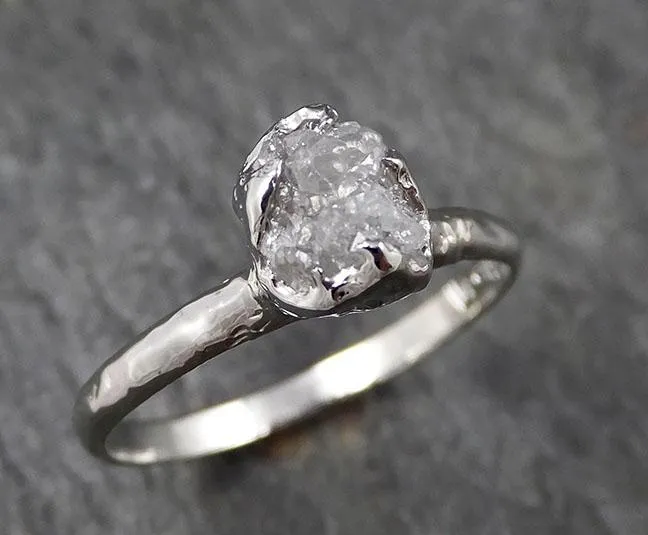 rough diamond engagement ring raw 14k white gold ring wedding diamond solitaire rough diamond ring byangeline 1374 Alternative Engagement