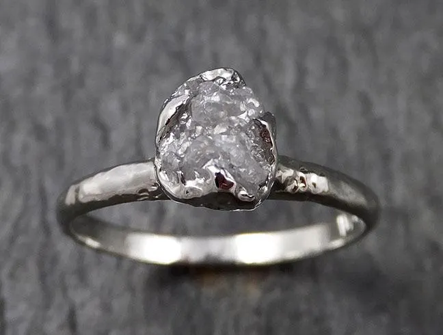 rough diamond engagement ring raw 14k white gold ring wedding diamond solitaire rough diamond ring byangeline 1374 Alternative Engagement