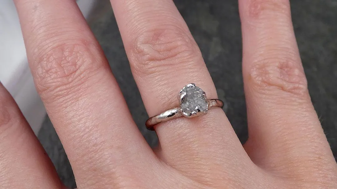 rough diamond engagement ring raw 14k white gold ring wedding diamond solitaire rough diamond ring byangeline 1374 Alternative Engagement