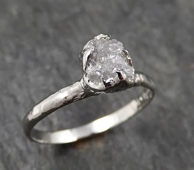 rough diamond engagement ring raw 14k white gold ring wedding diamond solitaire rough diamond ring byangeline 1374 Alternative Engagement
