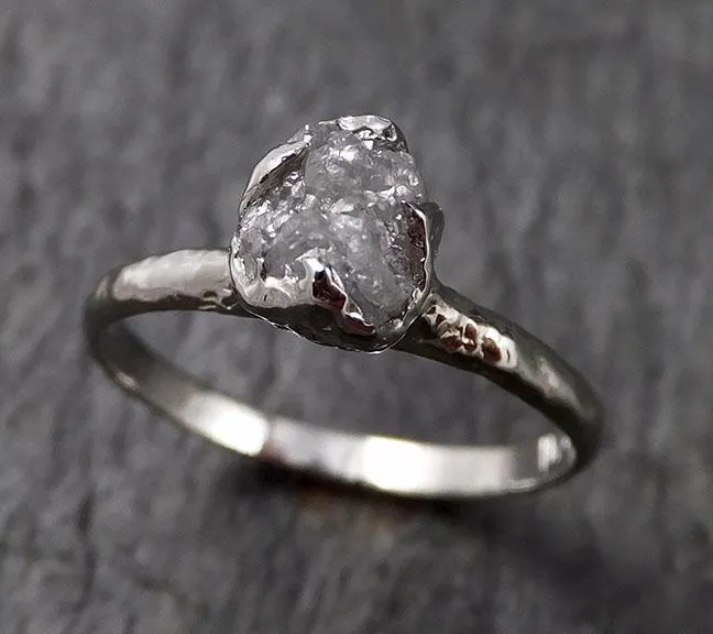 rough diamond engagement ring raw 14k white gold ring wedding diamond solitaire rough diamond ring byangeline 1374 Alternative Engagement