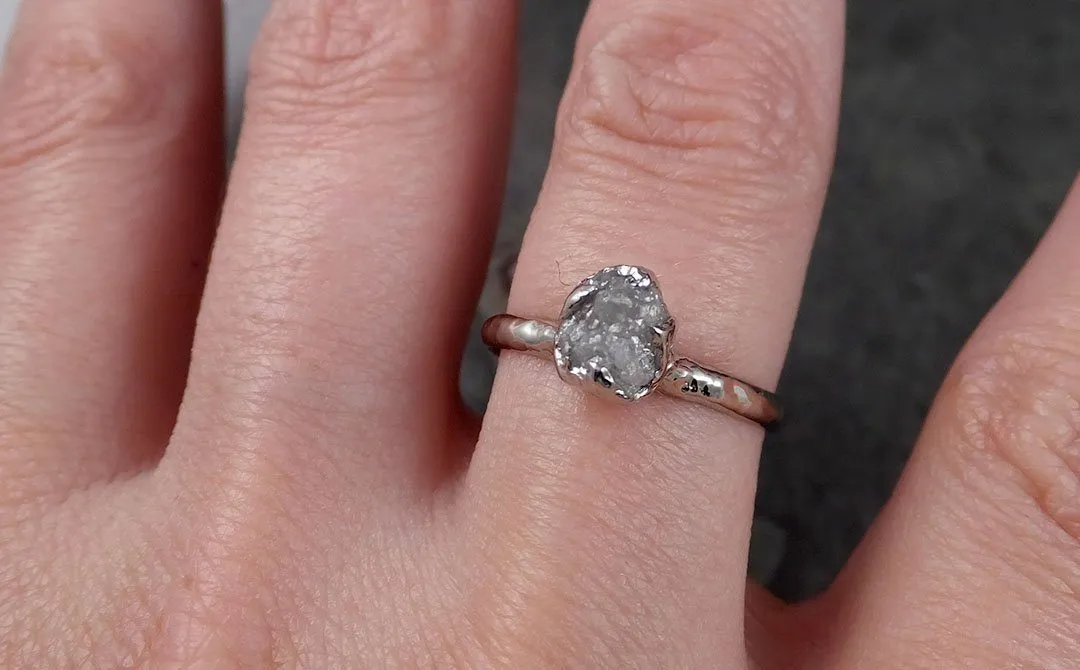 rough diamond engagement ring raw 14k white gold ring wedding diamond solitaire rough diamond ring byangeline 1374 Alternative Engagement