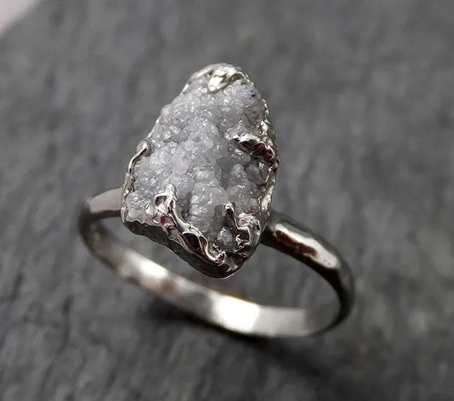 rough diamond engagement ring raw 14k white gold ring wedding diamond solitaire rough diamond ring byangeline 1428 Alternative Engagement