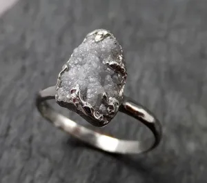 rough diamond engagement ring raw 14k white gold ring wedding diamond solitaire rough diamond ring byangeline 1428 Alternative Engagement