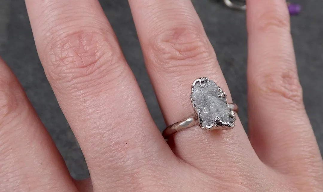 rough diamond engagement ring raw 14k white gold ring wedding diamond solitaire rough diamond ring byangeline 1428 Alternative Engagement