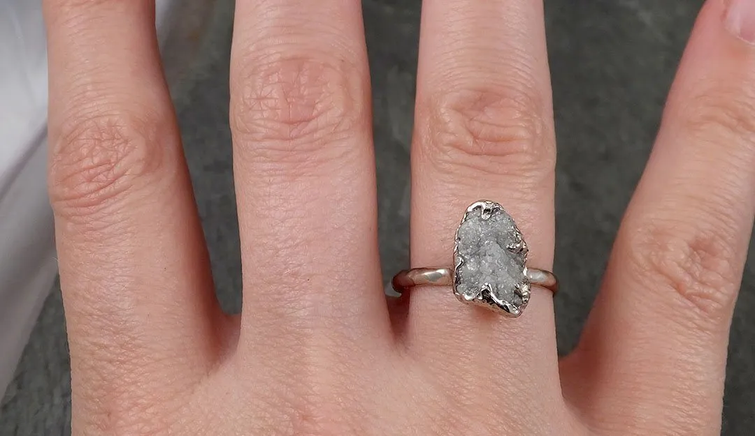 rough diamond engagement ring raw 14k white gold ring wedding diamond solitaire rough diamond ring byangeline 1428 Alternative Engagement