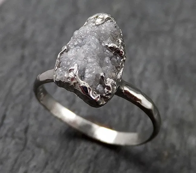 rough diamond engagement ring raw 14k white gold ring wedding diamond solitaire rough diamond ring byangeline 1428 Alternative Engagement