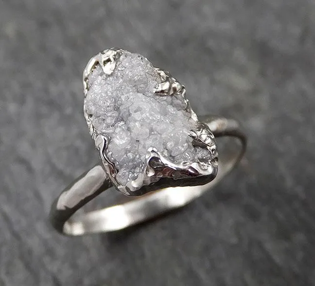 rough diamond engagement ring raw 14k white gold ring wedding diamond solitaire rough diamond ring byangeline 1428 Alternative Engagement