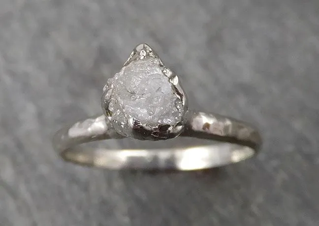 rough diamond engagement ring raw 14k white gold ring wedding diamond solitaire rough diamond ring byangeline 1769 Alternative Engagement