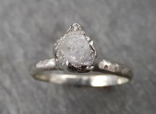 rough diamond engagement ring raw 14k white gold ring wedding diamond solitaire rough diamond ring byangeline 1769 Alternative Engagement