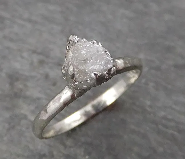 rough diamond engagement ring raw 14k white gold ring wedding diamond solitaire rough diamond ring byangeline 1769 Alternative Engagement
