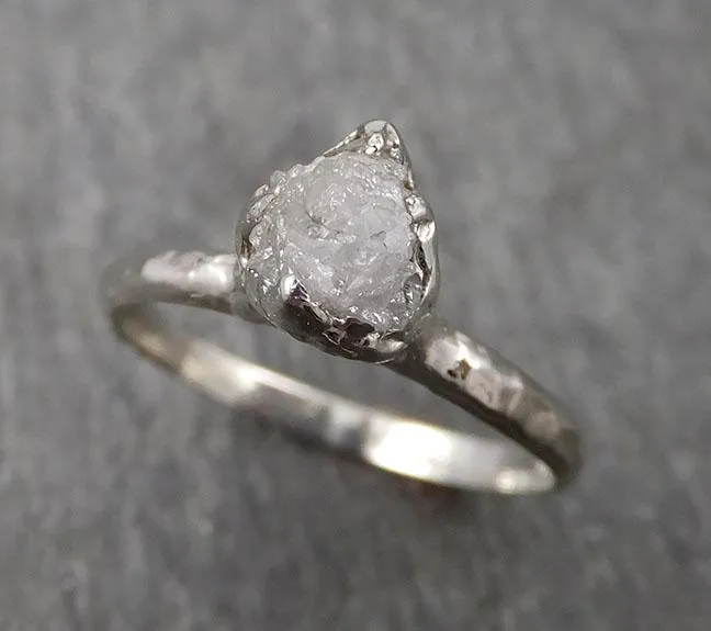 rough diamond engagement ring raw 14k white gold ring wedding diamond solitaire rough diamond ring byangeline 1769 Alternative Engagement