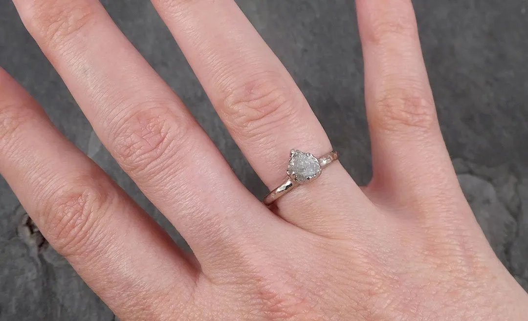 rough diamond engagement ring raw 14k white gold ring wedding diamond solitaire rough diamond ring byangeline 1769 Alternative Engagement