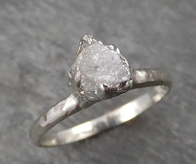 rough diamond engagement ring raw 14k white gold ring wedding diamond solitaire rough diamond ring byangeline 1769 Alternative Engagement